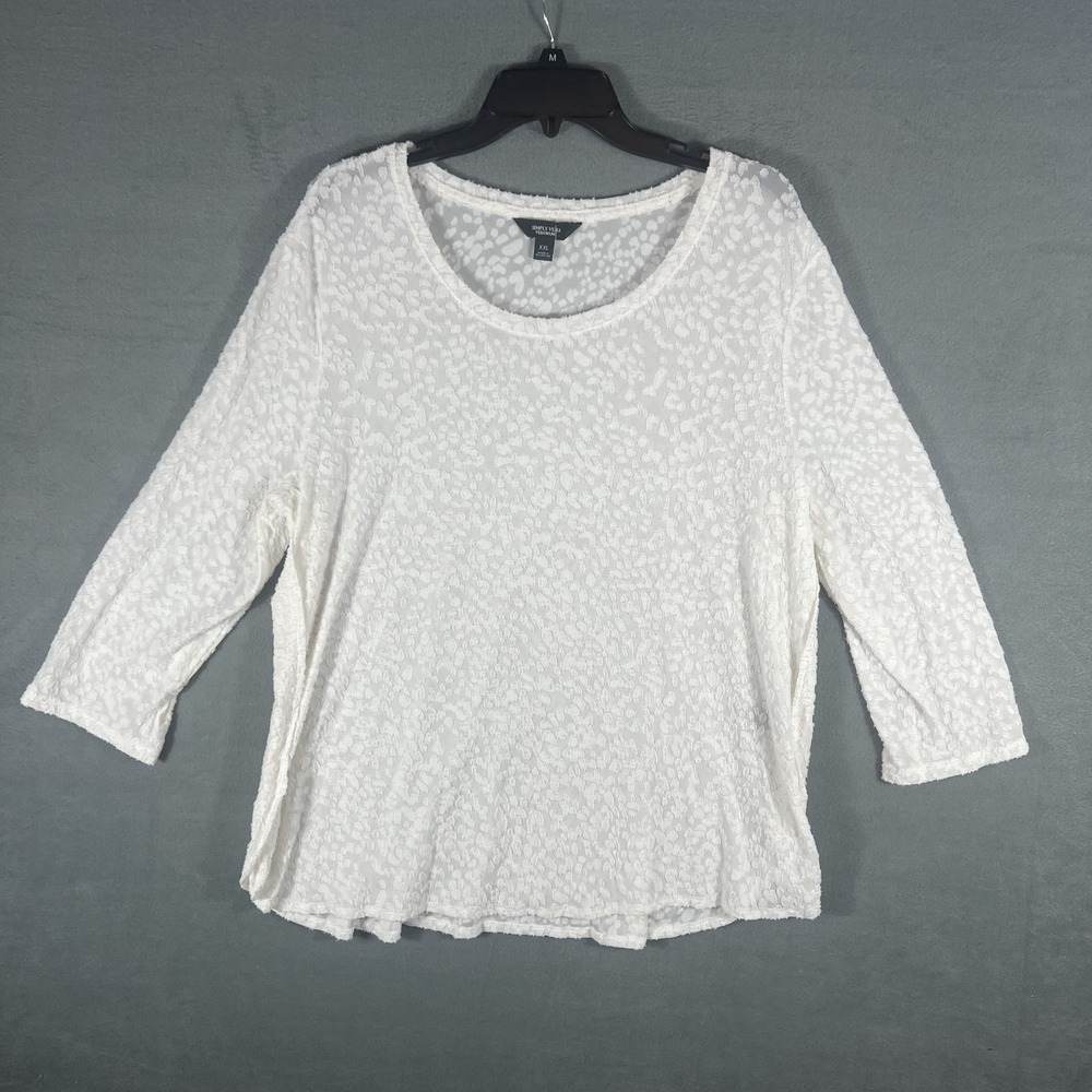 Simply Vera Vera Wang Women's White Textured 3/4 Sleeve Pullover Top Size XXL